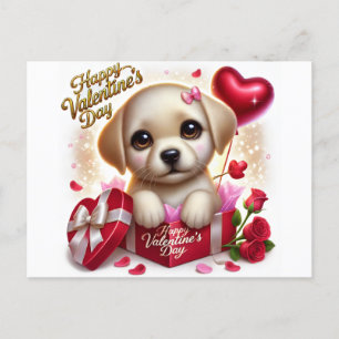 Cute Valentine Day Labrador Hund Helgdag Postcard Helg Vykort
