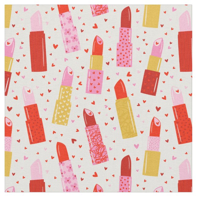 Cute Valentine Day Lipsticks on kräm Tyg (Närbild)