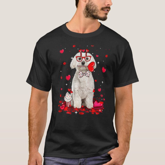 Cute Valentine Day Maltese Hund Heart Costume Pre T Shirt (Framsida)