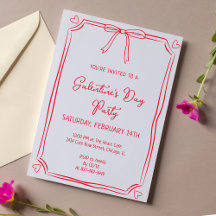 Cute Valentine Day Party Girly Red Bow Hearts