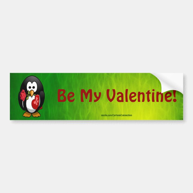 Cute Valentine Day Penguin Funny Tecknad Bildekal (Framsidan)