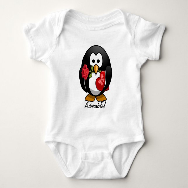 Cute Valentine Day Penguin Funny Tecknad T-shirt (Framsida)