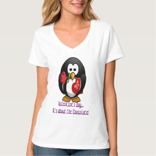 Cute Valentine Day Penguin Funny Tecknad T-shirt
