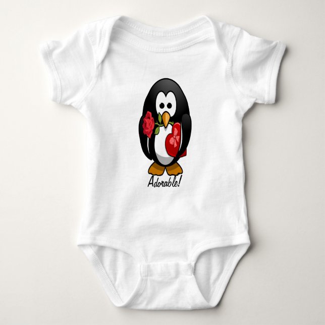 Cute Valentine Day Penguin Funny Tecknad Tröja (Framsida)