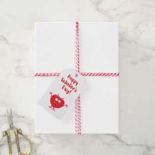 Cute Valentine Day Red Monster Presentetikett