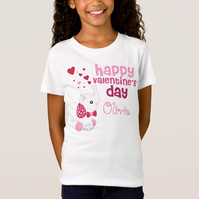 Cute Valentine Day Rosa Elephant Anpassningsbar Ki Tee (Framsida)