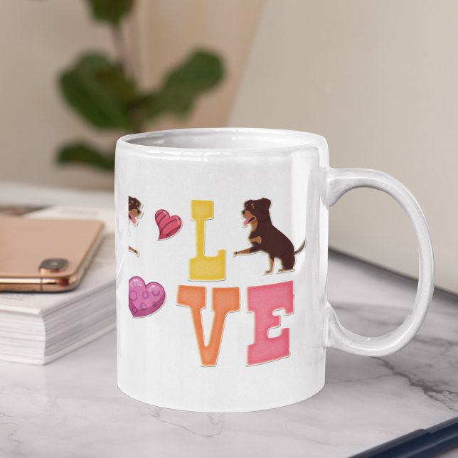 Cute Valentine Day Rottweilers Breed Älskare Gift Kaffemugg (Skapare uppladdad)