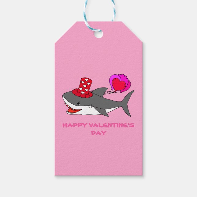 Cute Valentine Day Shark Presentetikett (Framsidan)