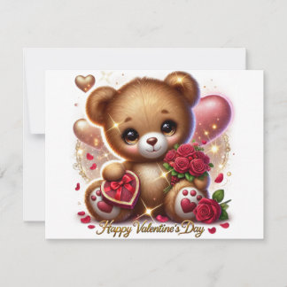 Cute Valentine Day Teddy ThLED Bear Cards Julkort