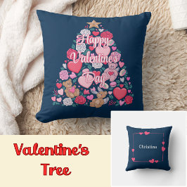 Cute Valentine Day Träd Kudde