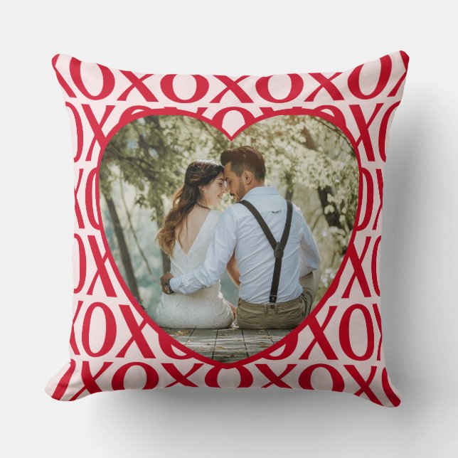 Cute Valentine Day XOXO Photo Red And Pink Kudde (Framsida)