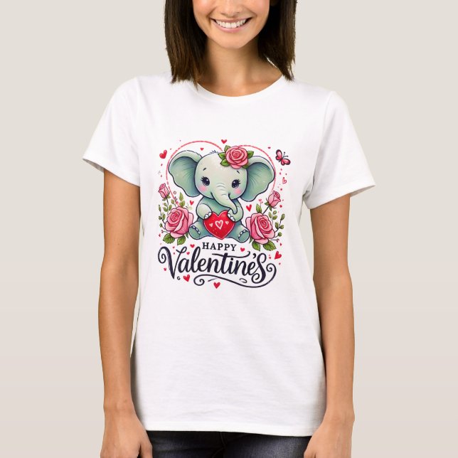 Cute valentine elephant t shirt (Framsida)