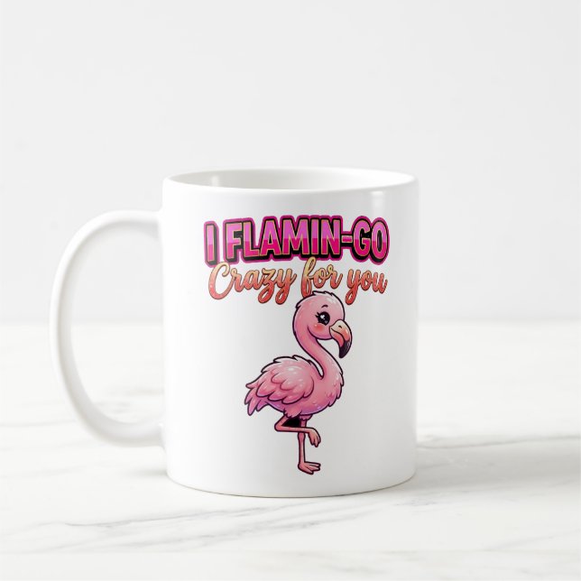 Cute Valentine Flamingo–I Flamin-Go Crazy for You Kaffemugg (Vänster)