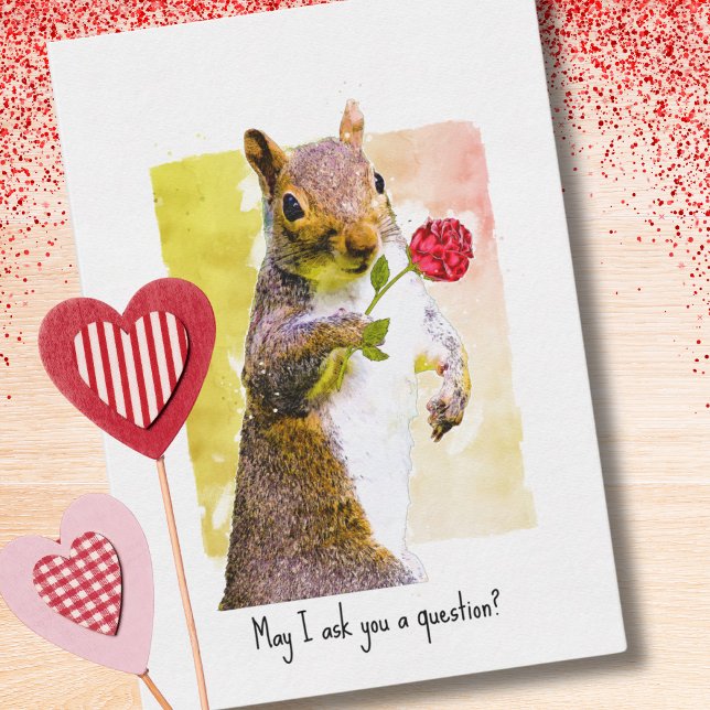 Cute Valentine for School Classmates Squirrel Anteckningskort (Skapare uppladdad)