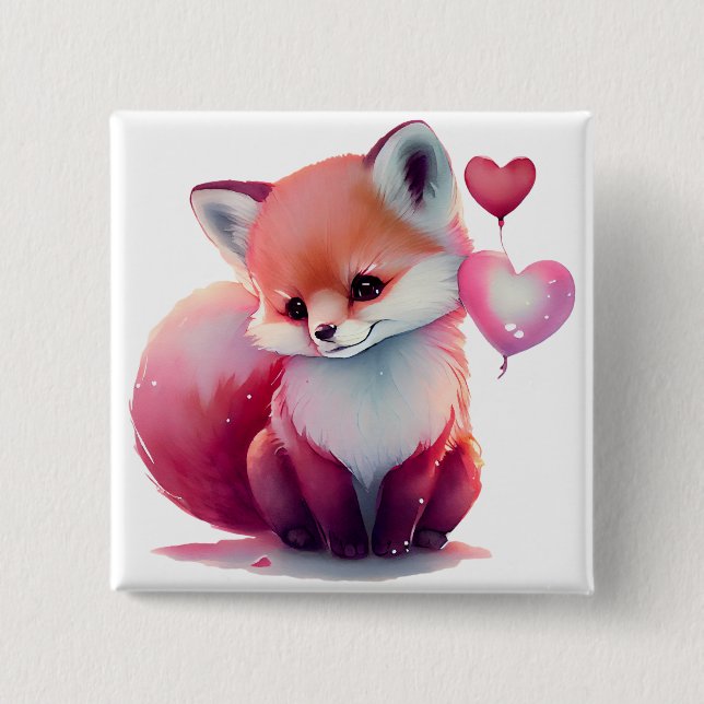 Cute Valentine Fox Knapp (Framsida)