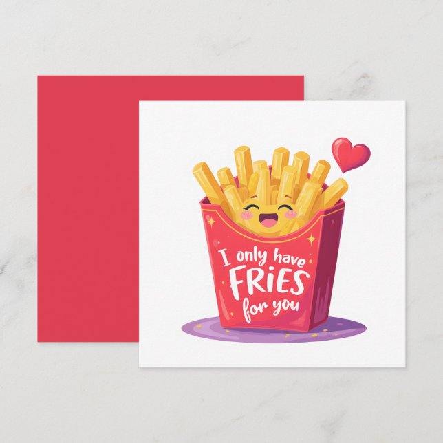 Cute Valentine French Fries Pun (Fram/baksida)