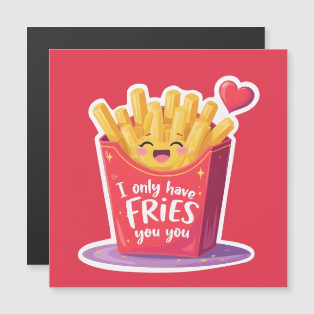 Cute Valentine French Fries Pun (Fram/baksida)
