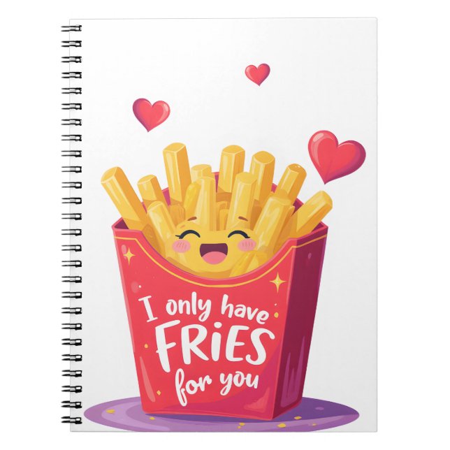 Cute Valentine French Fries Pun Anteckningsbok (Framsidan)