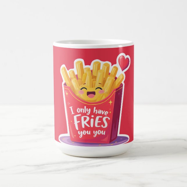 Cute Valentine French Fries Pun Kaffemugg (Center)