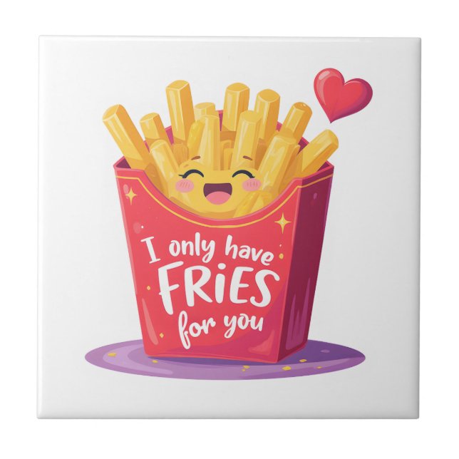 Cute Valentine French Fries Pun Kakelplatta (Framsidan)
