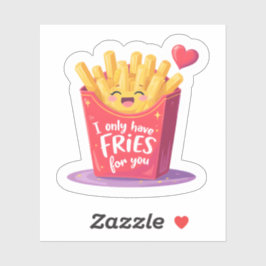 Cute Valentine French Fries Pun Klistermärken