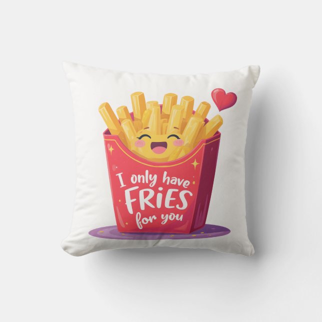 Cute Valentine French Fries Pun Kudde (Framsida)