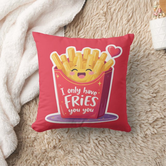 Cute Valentine French Fries Pun Kudde (Filt)