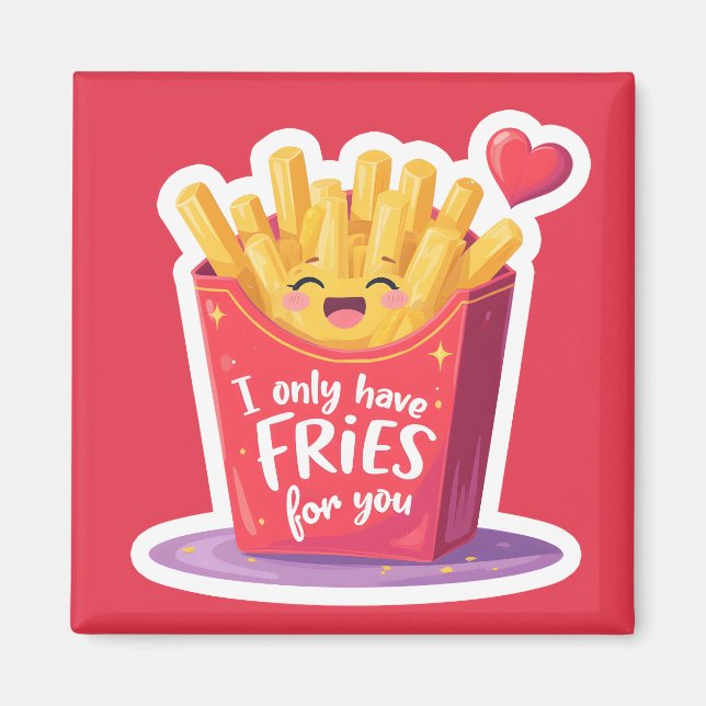 Cute Valentine French Fries Pun Magnet (Framsidan)