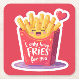 Cute Valentine French Fries Pun Underlägg Papper Kvadrat