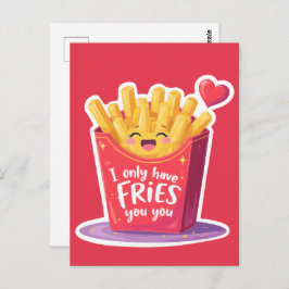 Cute Valentine French Fries Pun Vykort
