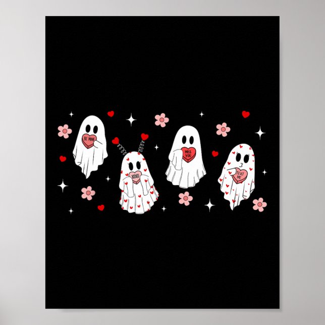 Cute Valentine Ghost Candy Heart kommer du bli min Poster (Framsidan)