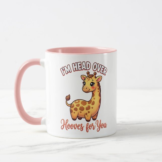 Cute Valentine Giraffe – Head Over Hooves for You Mugg (Vänster)
