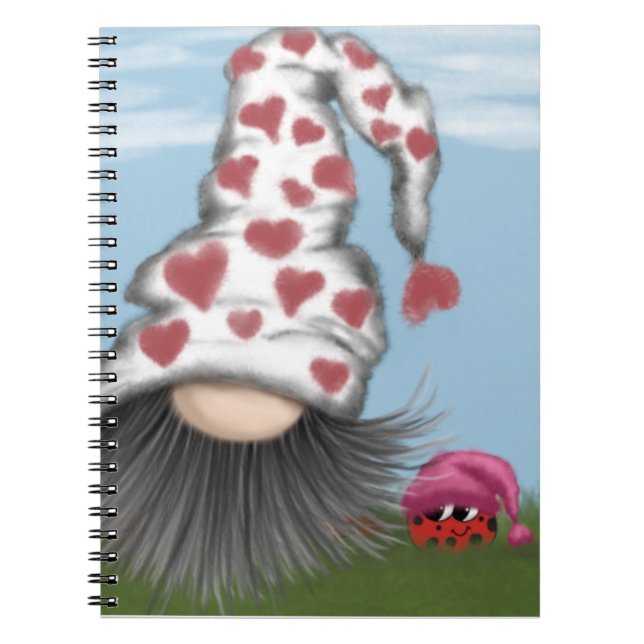 Cute Valentine Gnome Anteckningsbok (Framsidan)