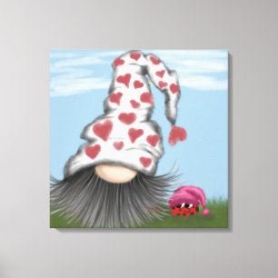 Cute Valentine Gnome Canvastryck