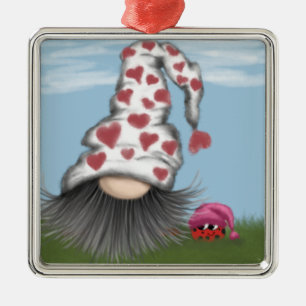 Cute Valentine Gnome Julgransprydnad Metall