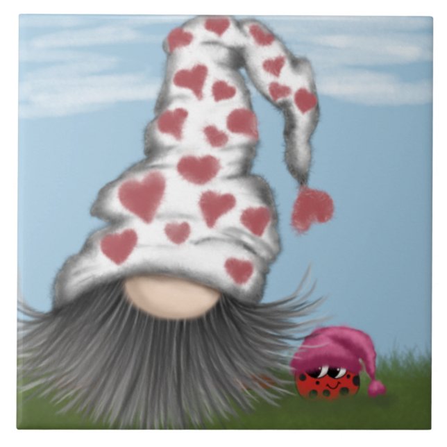 Cute Valentine Gnome Kakelplatta (Framsidan)