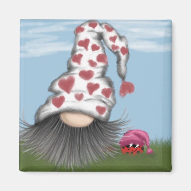 Cute Valentine Gnome Magnet (Framsidan)