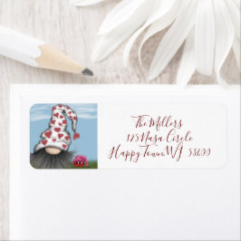 Cute Valentine Gnome Returadress Etikett