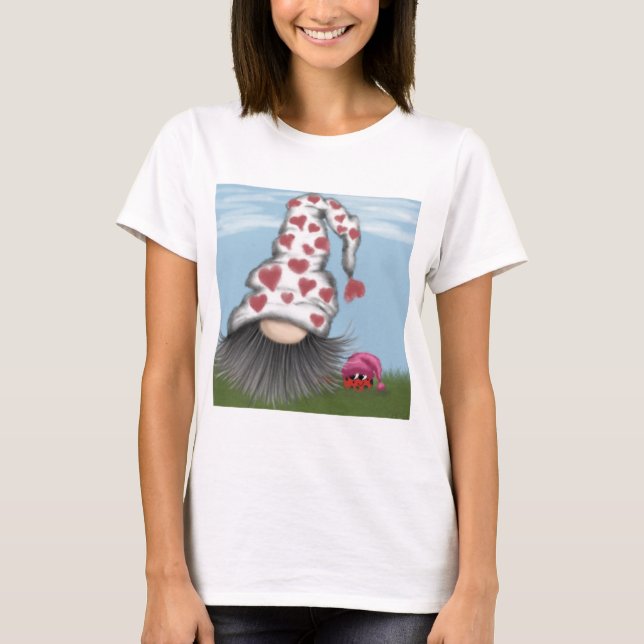 Cute Valentine Gnome T Shirt (Framsida)