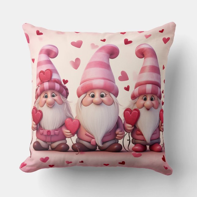 Cute Valentine Gnome Throw Pillow Kudde (Framsida)