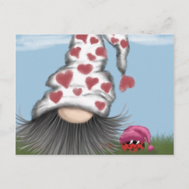 Cute Valentine Gnome Vykort (Framsida)