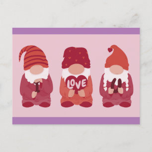 Cute Valentine Gnomes I Kärlek You Art Vykort