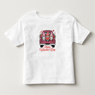 cute-valentine-gnomes-pink-truck-happy-valentines- t shirt