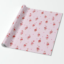 Cute Valentine Goose Pattern Hearts Pink Grid 