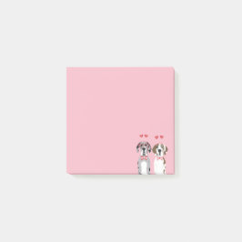 Cute Valentine Great dane Hundar Rosa Red Post-it Block