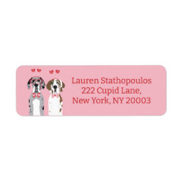 Cute Valentine Great dane Hundar Rosa Red Returadress Etikett