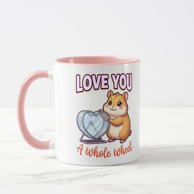 Cute Valentine Hamster – Love You a Whole Wheel Mugg (Vänster)