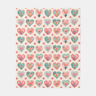 Cute Valentine Heart Mönster Fleecefilt