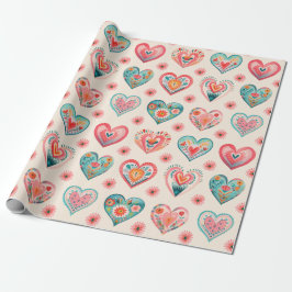 Cute Valentine Heart Mönster Presentpapper