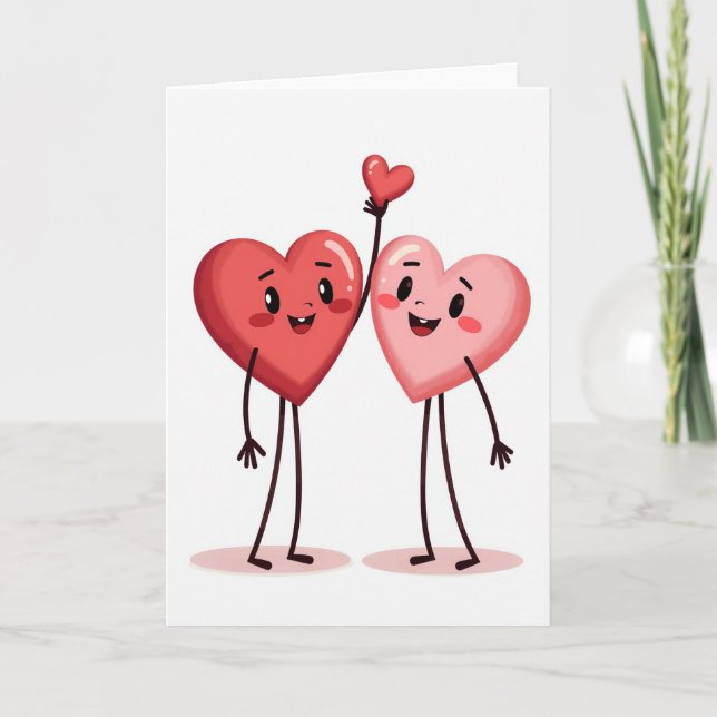 Cute Valentine Hearts Card Kort (Framsida)